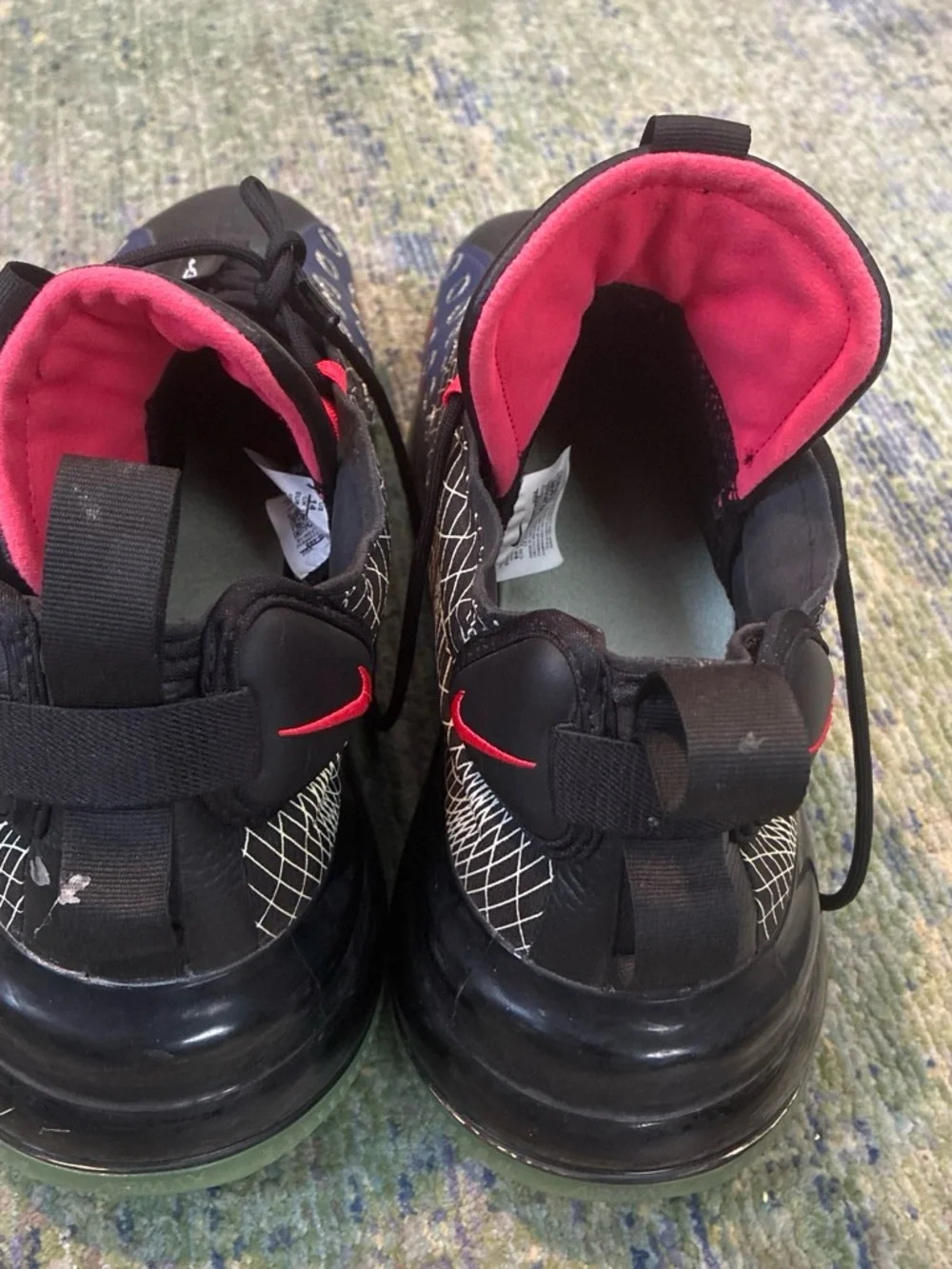 Men's Black and Blue Athletic Sneakers with Pink Accents